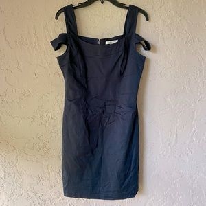 max and cleo navy blue double strap dress